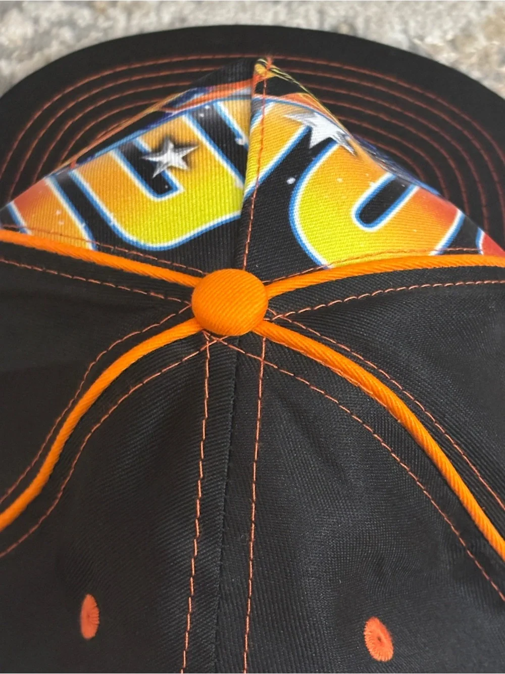 Monster Truck Throwdown Snapback Hat Cap Black Orange Sublimated Graphic OSFM